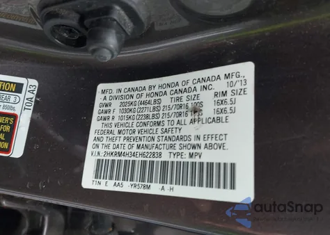 2014 Honda Cr-V Lx z USA, uszkodzony, nr VIN 2HKRM4H32EH622272